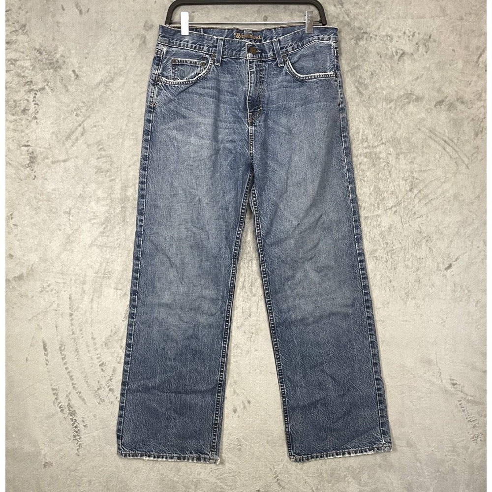 Vintage Y2K Bullhead Straight Leg Grunge Jeans Medium 34x30 Wash Raw Hem‎ Skater